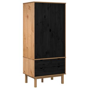vidaXL Guardaroba OTTA Nero 76,5 x 53 x 172 cm Legno Massello di Pino