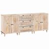 vidaXL Credenza 3 pz 180 x 33,5 x 75 cm legno massello di mango Bianco