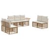 vidaXL Set di divani da esterno 7 pz Naturale e Bianco Crema