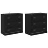 vidaXL Sideboards con cassetto 2 pcs Rovere Nero 70 x 35,5 x 67,5 cm