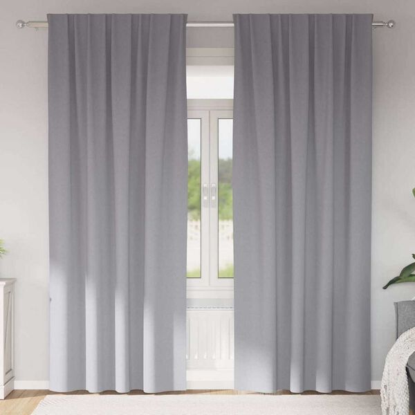 vidaXL Tende Blackout con Anelli 2 pcs Grigio chiaro 260 x 140 cm