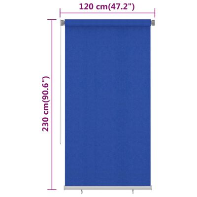 vidaXL Tenda a Rullo per Esterni 120x230 cm Blu HDPE