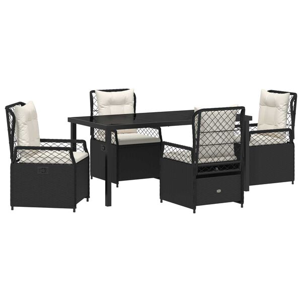 vidaXL Set da Pranzo per Giardino 5 pcs Nero polyrattan