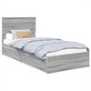 vidaXL Letto con Contenitore con cassetto Grigio Sonoma 75 x 190 cm
