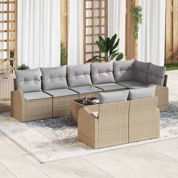 vidaXL Set Divano da Giardino 9 pcs Beige e grigio chiaro polyrattan