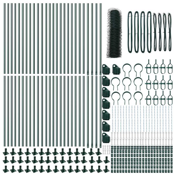 vidaXL Recinzione con pali. Verde 0.4 x 100 m Acciaio rivestito in PVC
