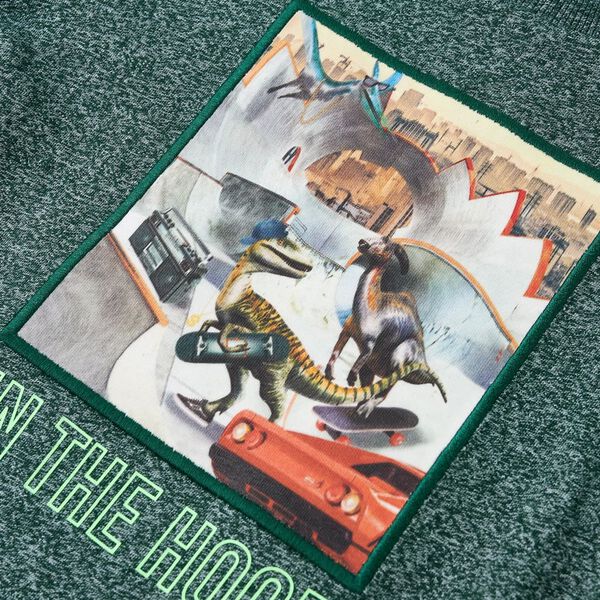 Maglietta Bambino Maniche Lunghe Verde Scuro M&eacute;lange 140