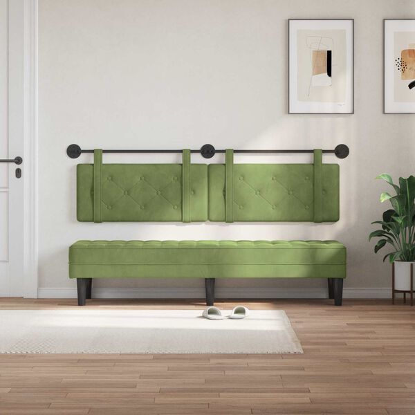vidaXL Testata appesa Verde chiaro 170 x 55 x 5 cm Velluto
