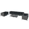 vidaXL Set Divani da Giardino 9 pz con Cuscini Polyrattan Grigio Scuro
