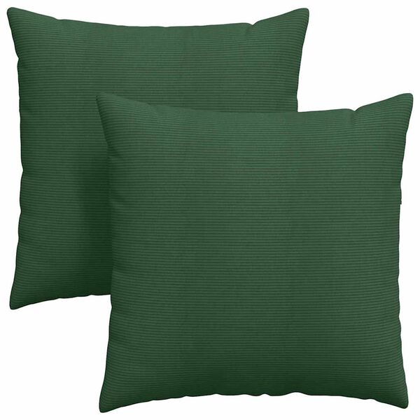 vidaXL Cuscini da Divano 2 pcs Verde Scuro 80 x 80 cm Tessuto in Cords