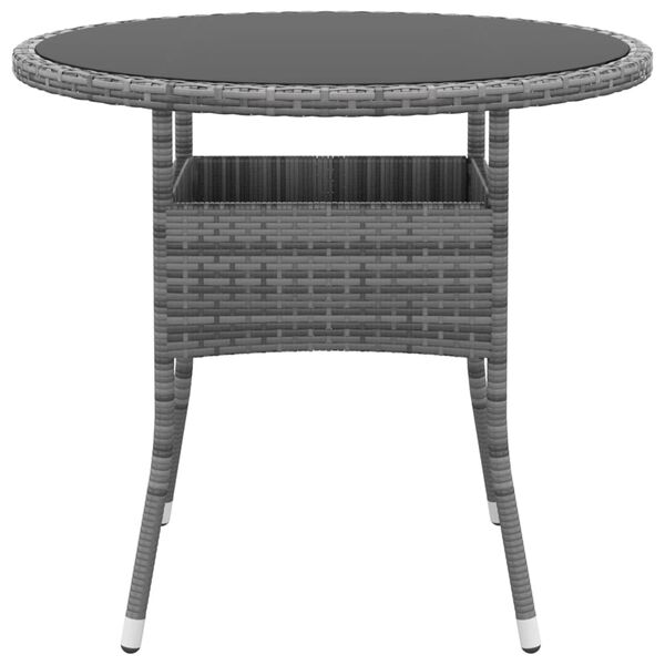 vidaXL Tavolo da Giardino Ø80x75cm Vetro Temperato e Polyrattan Grigio