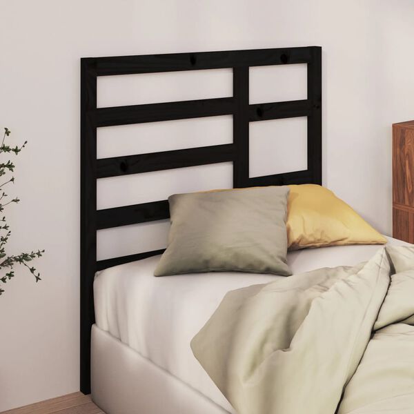 vidaXL Testiera per Letto Nera 81x4x104 cm in Legno Massello di Pino