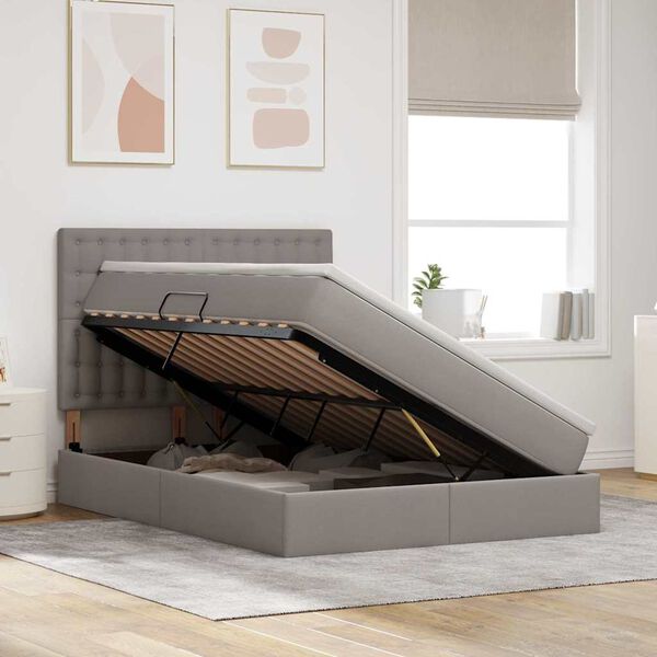 vidaXL Letto con contenitore e LED Talpa 140 x 190 cm Poliestere