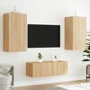 vidaXL Mobili TV a Muro con LED 4pz Rovere Sonoma Legno Multistrato
