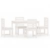 vidaXL Set da Pranzo per Giardino 5pz Bianco in Legno Massello di Pino