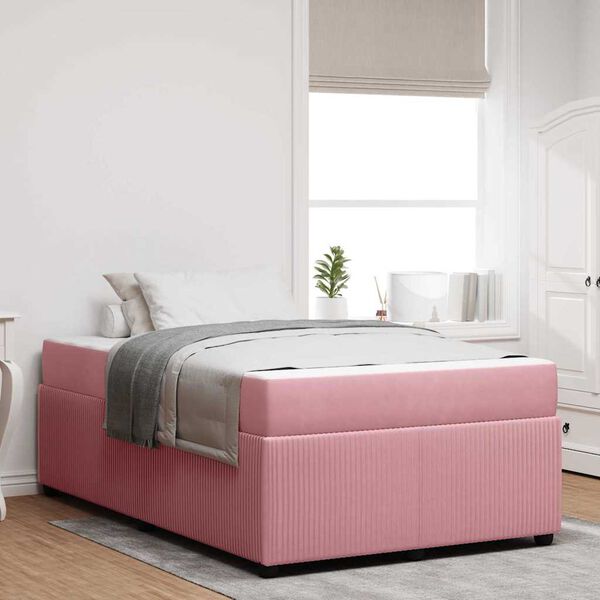 vidaXL Struttura letto con materasso Rosa 120 x 200 cm Velluto