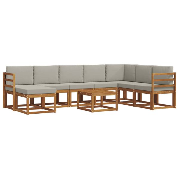 vidaXL Set di divani da esterno 9 pcs Grigio Naturale e Chiaro