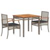 vidaXL Set da Pranzo da Giardino 3 pz con Cuscini in Polyrattan Grigio