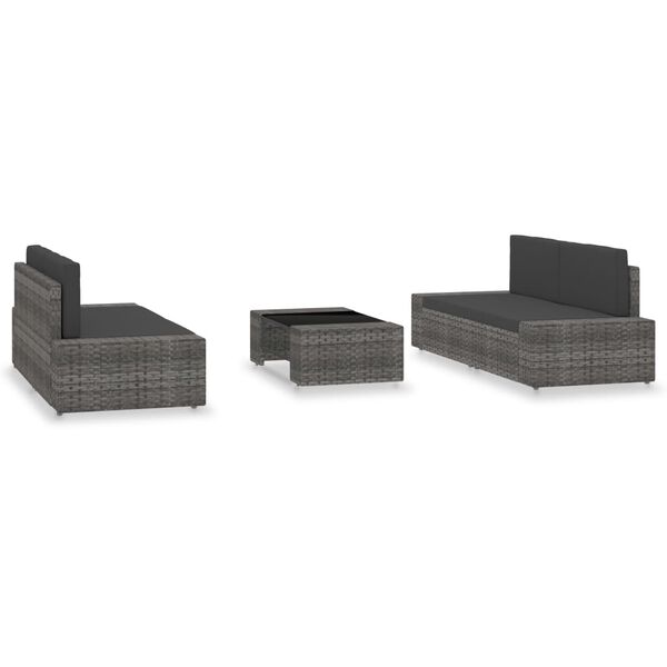 vidaXL Set Divani da Giardino 5 pz in Polyrattan Grigio
