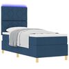vidaXL Letto a Sorgente LED con materasso Blu 80 x 200 cm Tessuto