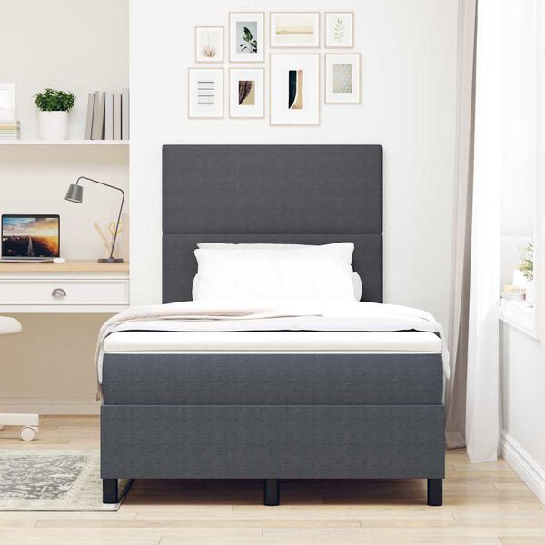 vidaXL Letto a molle con testiera Grigio Scuro e Bianco 120 x 200 cm