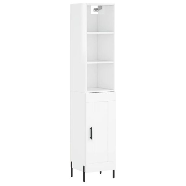 vidaXL Credenza 34,5x34x180 cm in Legno Multistrato Bianco Lucido