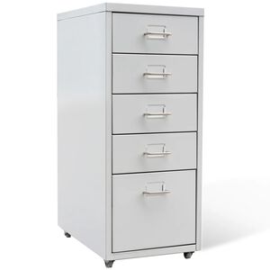 vidaXL Schedario con 5 Cassetti Grigio 68,5 cm in Acciaio