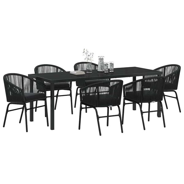 vidaXL Set da Pranzo per Giardino 7 pcs Nero