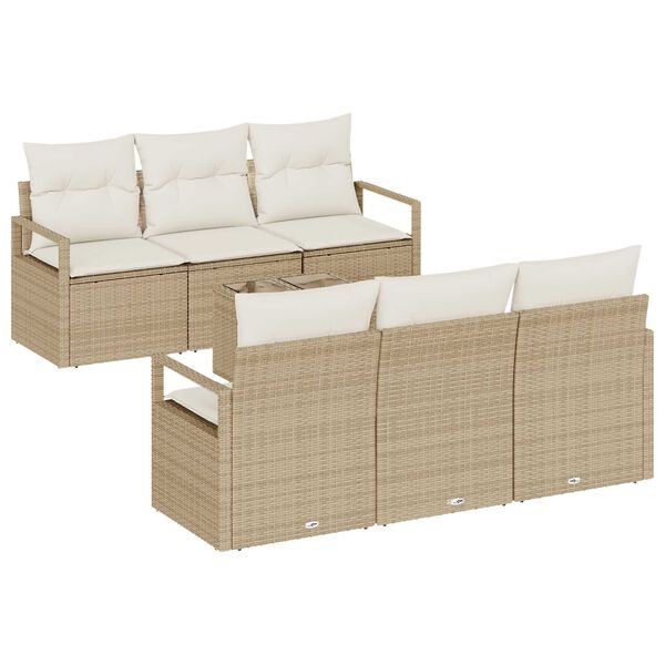 vidaXL Set di divani 7 pcs Beige e Crema polyrattan