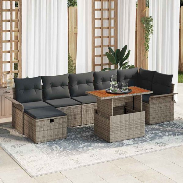 vidaXL Set Divano da Giardino con cuscino 8 pcs Grigio polyrattan