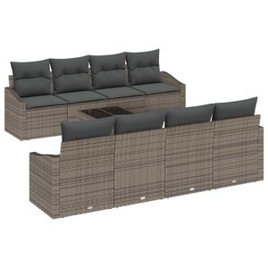 vidaXL Set di divani con cuscino 7 pcs Grigio polyrattan