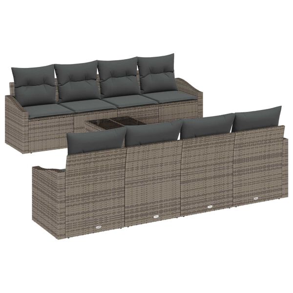 vidaXL Set di divani con cuscino 7 pcs Grigio polyrattan