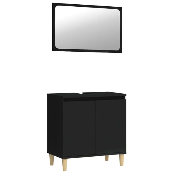vidaXL Set Mobili da Bagno 2 pz Nero in Legno Multistrato