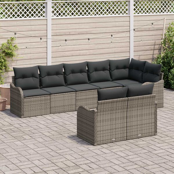 vidaXL Set Divano da Giardino Grigio polyrattan