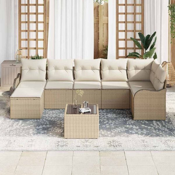 vidaXL Set Divano da Giardino Beige polyrattan