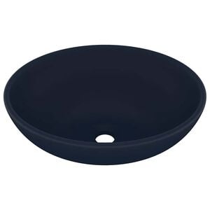vidaXL Lavandino Lusso Ovale Blu Scuro Opaco 40x33 cm in Ceramica