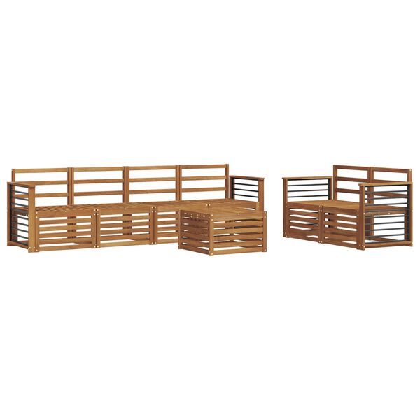 vidaXL Set divani 7 pcs Naturale Legno di Acacia Massello