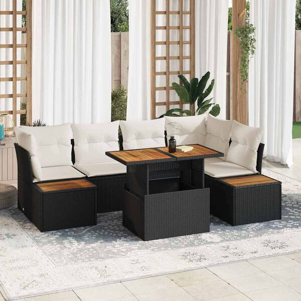 vidaXL Set Divano da Giardino 10 pcs Nero Poly Rattan