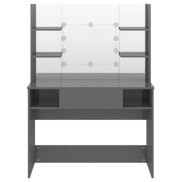 vidaXL Toeletta con Luci LED 100x40x135 cm in MDF Grigio Lucido