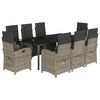 vidaXL Set da Pranzo da Giardino 9 pz con Cuscini in Polyrattan Grigio