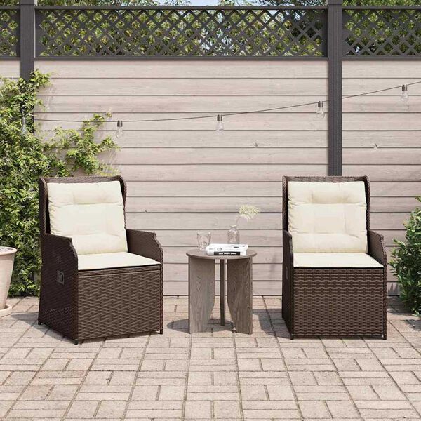 vidaXL Panchina da giardino con cuscino 2 pcs Marrone Poly Rattan
