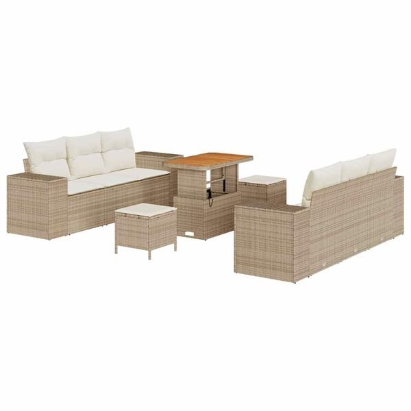 vidaXL Set Divano da Giardino 9 pcs Beige Poly Rattan