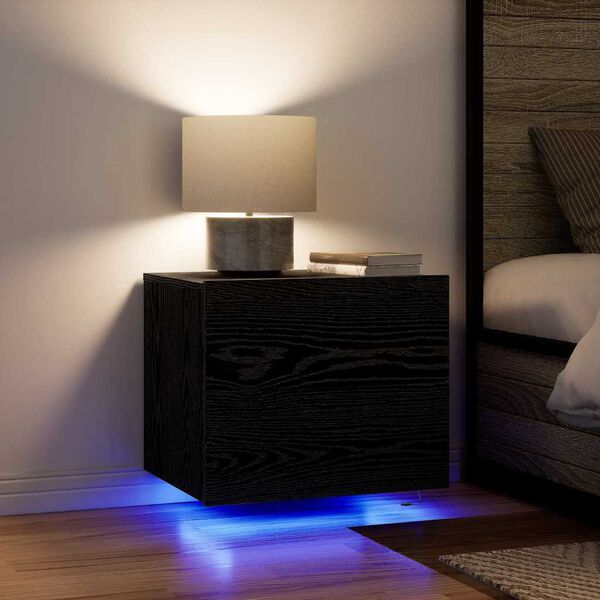 vidaXL Armadio da Notte Rovere Nero 50 x 39 x 41 cm Legno multistrato