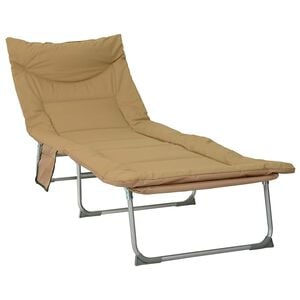 vidaXL Lettino prendisole pieghevole con cuscino Beige
