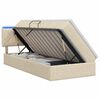 vidaXL Letto con contenitore LED e materasso Crema 90 x 200 cm Tessuto