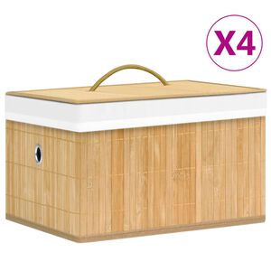 vidaXL Scatole Portaoggetti 4 pz in Bamb&ugrave;