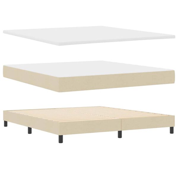vidaXL Letto box spring con materasso Crema 180 x 200 cm Tessuto