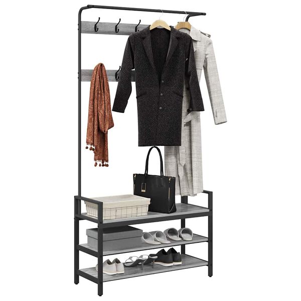 vidaXL Appendiabiti Grigio Sonoma 95 x 34 x 184 cm Legno multistrato