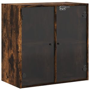 vidaXL Mobile a Muro con Ante in Vetro Rovere Fumo 68x37x68,5 cm