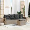 vidaXL Set Divano da Giardino 5pz con Cuscini Grigio Chiaro Polyrattan